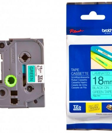 کاست برچسب لیبل پرینتر برادر Tze-741 مشکی روی سبز