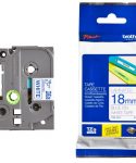 کاست برچسب لیبل پرینتر برادر Tze-243 آبی روی سفیدBrother Tze-243