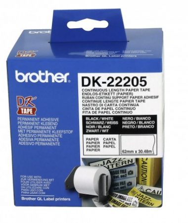رول برچسب لیبل برادر مشکی رو سفید Brother DK-22205 paper Tape