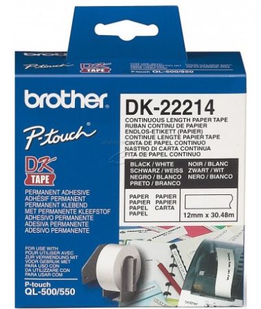 رول برچسب لیبل برادر مشکی رو سفید Brother DK-22214 paper Tape