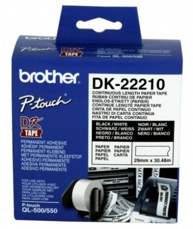 رول برچسب لیبل برادر مشکی رو سفید Brother DK-22210 paper Tape