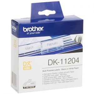 رول برچسب لیبل برادر مشکی رو سفید Brother DK-11204 paper Tape
