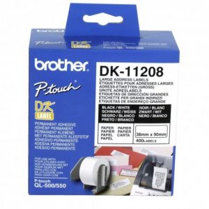 رول برچسب لیبل برادر مشکی رو سفید Brother DK-11208 paper Tape