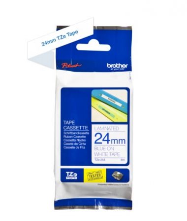 کاست برچسب لیبل برادر TZe253 آبی روی سفید Brother TZe-253